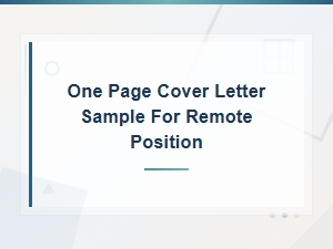 One Page Cover Letter Sample for Remote Positions
