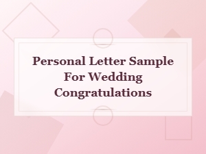 Wedding Congratulations Personal Letter Sample